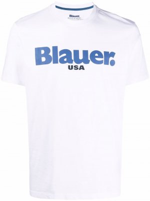 Футболка с логотипом Blauer. Цвет: белый
