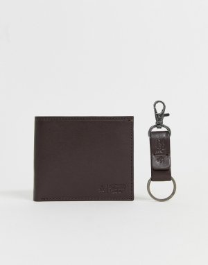 Подарочный набор с кожаным бумажником и брелоком -Коричневый Original Penguin