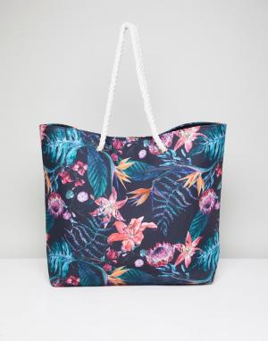 Пляжная сумка с тропическим принтом South Beach. Цвет: мульти