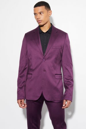 Высокий узкий атласный пиджак , фиолетовый Boohoo