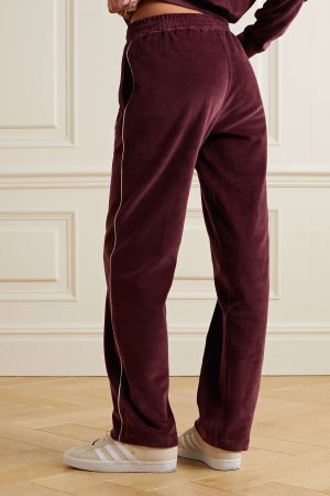 Спортивные брюки Brandie из хлопка и велюра с вышивкой, бургундия Sporty & Rich