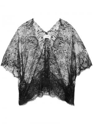 Кружевная блузка с V-образным вырезом Loyd/Ford. Цвет: чёрный