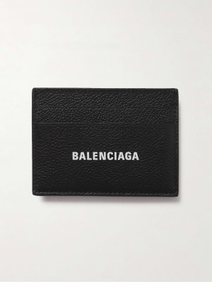 Картхолдер из натуральной кожи с принтом логотипа BALENCIAGA, черный Balenciaga