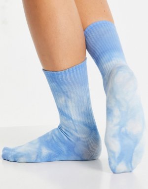 Голубые носки из смесовой ткани на основе органического хлопка с принтом тай-дай Holly-Голубой Monki