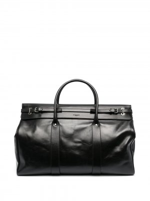 Дорожная сумка с тисненым логотипом Saint Laurent. Цвет: черный