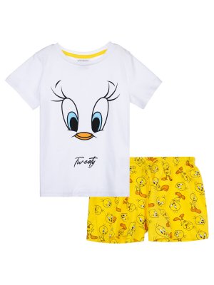 Комплект трикотажный фуфайка футболка шорты пижама пояс PLAYTODAY. Цвет: белый,желтый