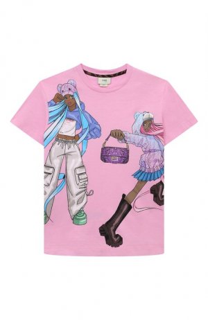 Хлопковая футболка Fendi. Цвет: розовый