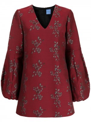 Жаккардовое платье мини с цветочной вышивкой Macgraw. Цвет: красный