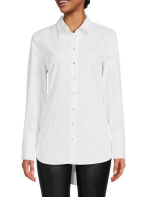 Рубашка-туника на пуговицах с высоким низким вырезом , белый Ellen Tracy