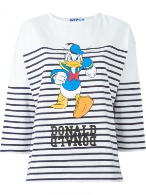 Полосатая футболка с принтом Donald Duck Steve J & Yoni P. Цвет: белый
