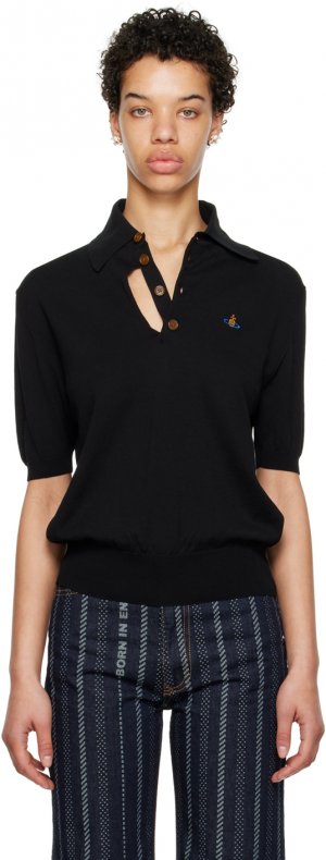 Черная футболка-поло с вышивкой Vivienne Westwood