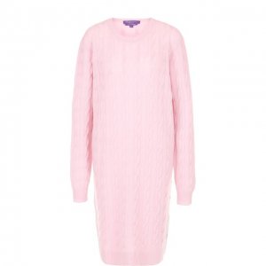 Вязаное кашемировое платье с круглым вырезом Ralph Lauren. Цвет: розовый