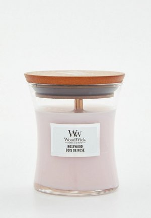 Свеча ароматическая Woodwick маленькая, Розовое дерево, 85 гр. Цвет: розовый