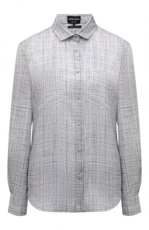 Шелковая рубашка Giorgio Armani. Цвет: серый