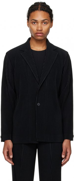 Черный пиджак со складками 2 строгого кроя HOMME PLISSe ISSEY MIYAKE Plissé