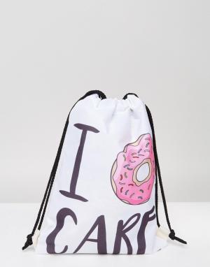 Рюкзак с затягивающимся шнурком и принтом Donut Care 7X. Цвет: белый