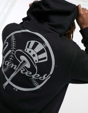 Черный пуловер с принтом на груди и спине 47 Brand MLB NY Yankees '47