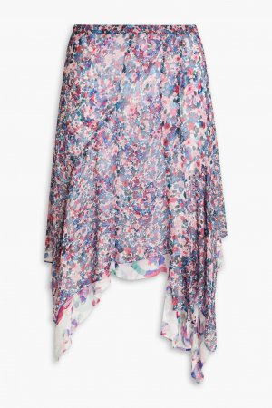 Многослойная мини-юбка Omyles из шелкового крепона с цветочным принтом ISABEL MARANT, синий Marant
