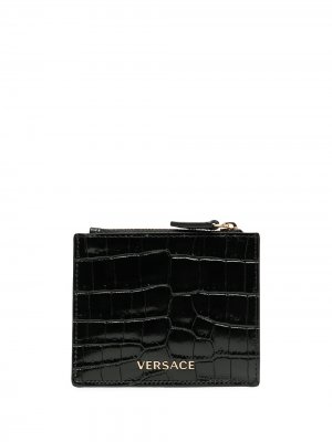 Кошелек с тиснением под кожу крокодила Versace. Цвет: черный