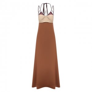 Шелковое платье Victoria Beckham. Цвет: коричневый