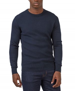 Мужской текстурированный пуловер с круглым вырезом и вышитым свитером , темно-синий Ben Sherman
