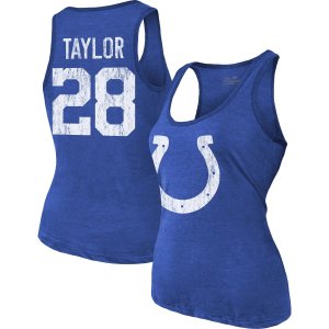 Женская майка Threads Jonathan Taylor Royal Indianapolis Colts с именем и номером игрока, Tri-Blend Majestic