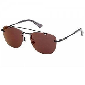 Солнцезащитные очки , прямоугольные, оправа: металл, с защитой от УФ, для мужчин, черный DIESEL