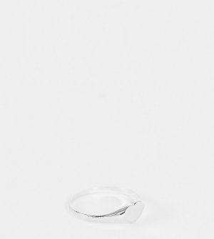 Кольцо-печатка из стерлингового серебра с небольшим сердечком -Серебряный Kingsley Ryan Curve