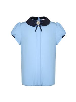 Блузка для девочки с коротким рукавом 7 одежек. Цвет: голубой