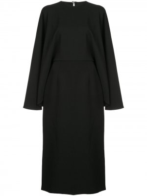 Платье миди в стилистике кейпа Sara Battaglia. Цвет: черный