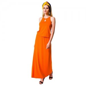 Оранжевое длинное платье (6646, оранжевый, размер: 46) Mondigo. Цвет: оранжевый