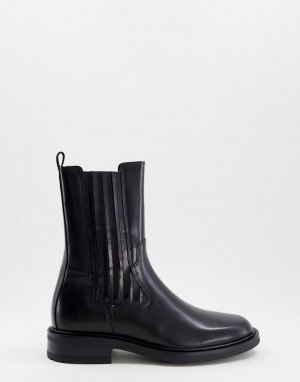 Кожаные высокие ботинки челси на плоской подошве черного цвета -Черный цвет Bronx