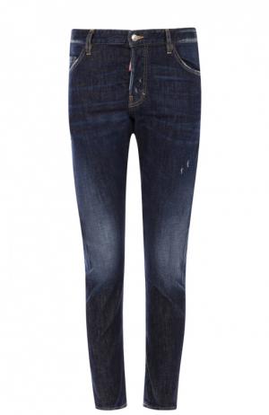 Зауженные джинсы с потертостями и контрастной прострочкой Dsquared2. Цвет: синий