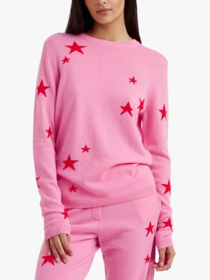 Толстовка со звездами из смеси шерсти и кашемира Chinti & Parker, фламинго розовый/мак PARKER