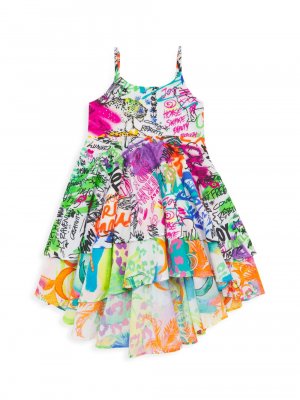 Ярусное платье с граффити для маленьких девочек и , разноцветный CAMILLA
