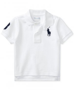 Рубашка-поло из хлопковой сетки с логотипом пони для маленьких мальчиков , белый Polo Ralph Lauren