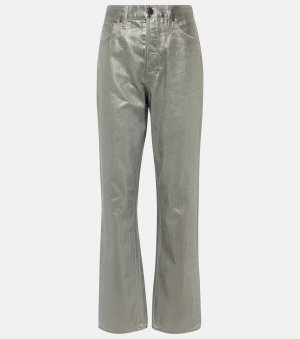 Прямые джинсы daniela с эффектом металлик и высокой посадкой , серебро Veronica Beard