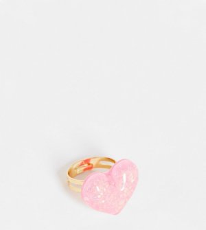 Эксклюзивное розовое кольцо с сердцем блестками -Розовый цвет Pieces