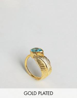 Кольцо с листиком и камнем Ottoman Hands. Цвет: золотой