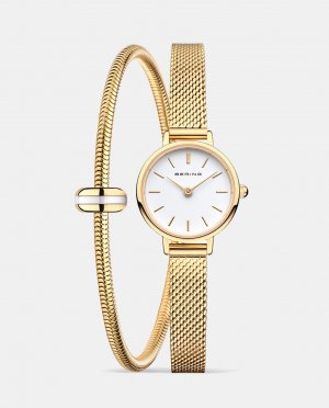 Комплект женских часов Classic 11022-334-Lovely-1-G и стального браслета , золотой Bering