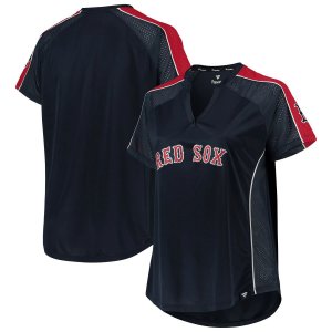Женская темно-синяя футболка реглан Boston Red Sox больших размеров Diva с вырезом и Unbranded