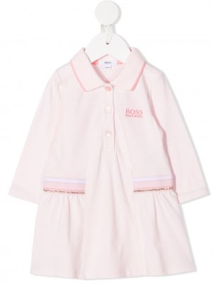 Платье поло с контрастными полосками BOSS Kidswear. Цвет: розовый
