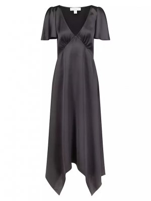 Атласное платье-миди с короткими рукавами Michael Kors, черный Kors