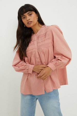 Блуза на пуговицах со складками спереди , розовый Dorothy Perkins