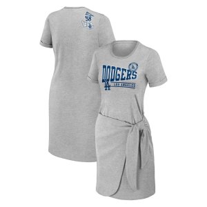 Женская одежда Erin Andrews Хизер Серое платье-футболка с узлом Los Angeles Dodgers больших размеров Unbranded