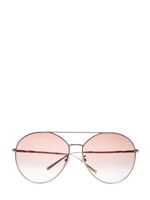 Очки-авиаторы с тонким двойным мостом и кристаллами Swarovski GIVENCHY (sunglasses). Цвет: коричневый