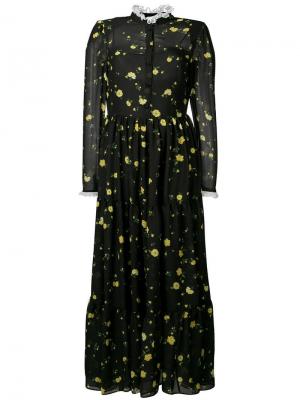 Длинное платье с цветочным принтом Philosophy Di Lorenzo Serafini. Цвет: черный