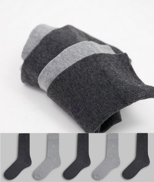 Набор из 5 пар носков серого цвета Burton-Серый Burton Menswear