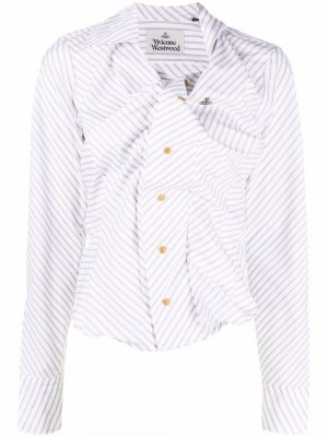 Рубашка с вышитым логотипом и сборками Vivienne Westwood. Цвет: белый