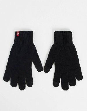 Перчатки Levi's для сенсорного экрана черного цвета с красным язычком Levi's